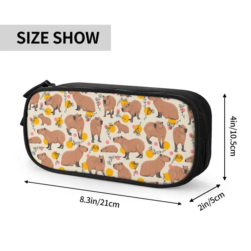 Cute Capybara Pencil Case for Boy Girl Large Storage Pencil Box School Accessories