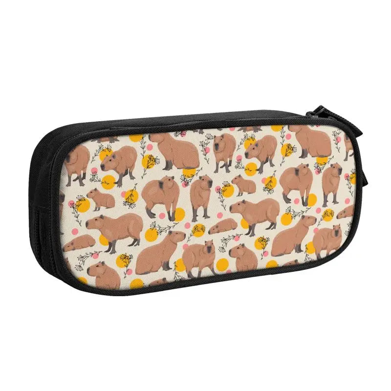 Cute Capybara Pencil Case for Boy Girl Large Storage Pencil Box School Accessories