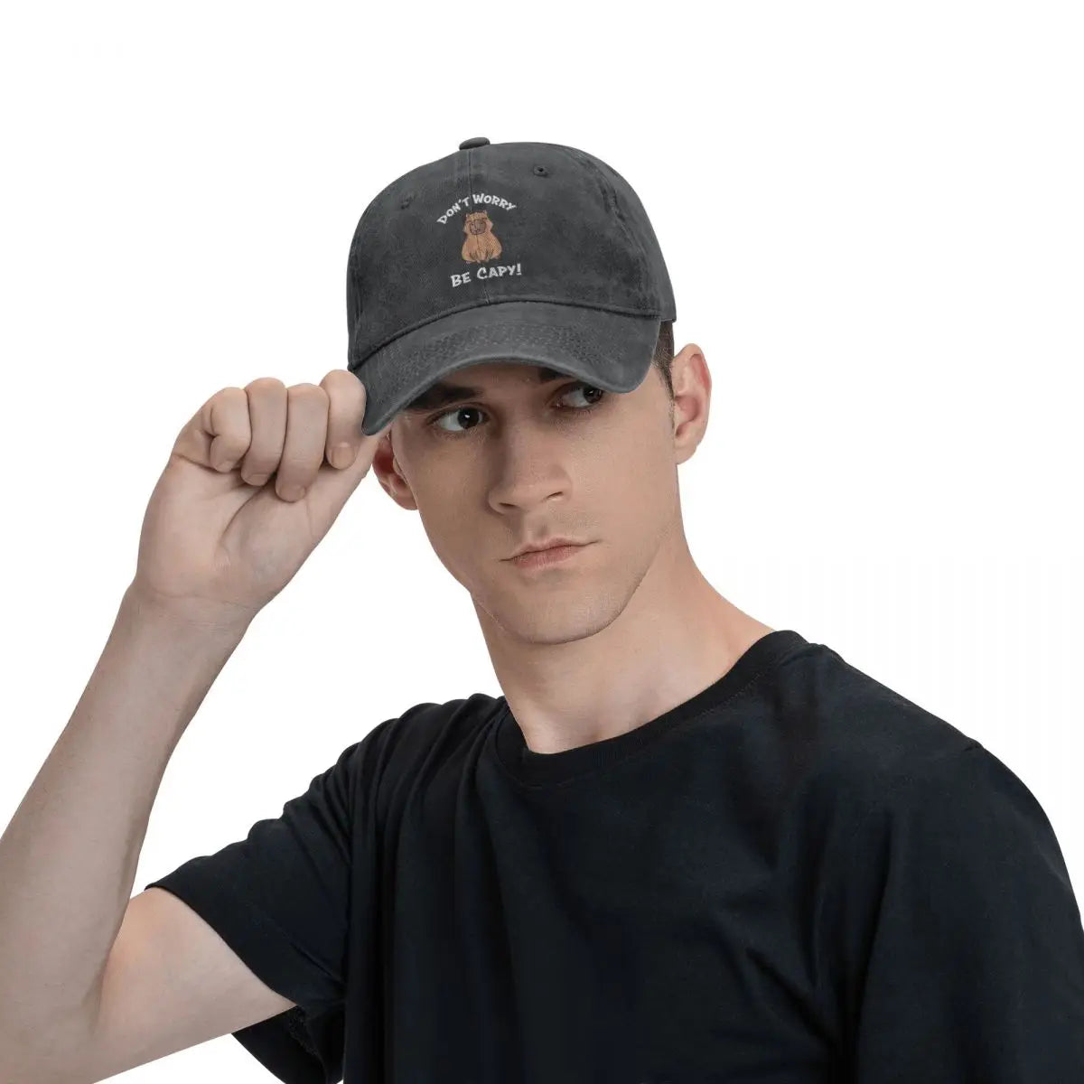 Vintage Cute Capybara Baseball Cap Unisex Distressed Denim Washed Sun Cap Don't Worry Be Capy Outdoor Caps Hat