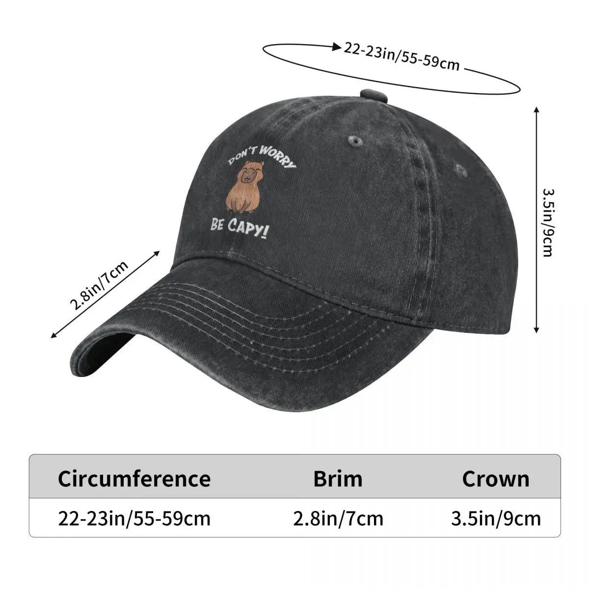 Vintage Cute Capybara Baseball Cap Unisex Distressed Denim Washed Sun Cap Don't Worry Be Capy Outdoor Caps Hat