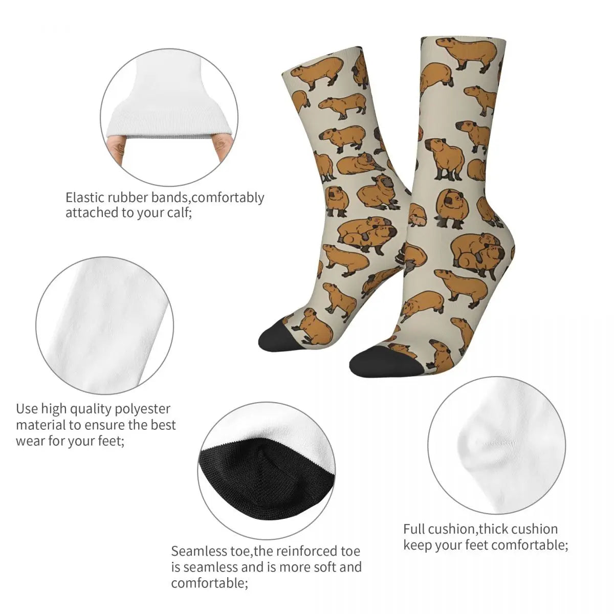 Never Enough Capybara Cartoon Socks Male Mens Women Winter Stockings Polyester
