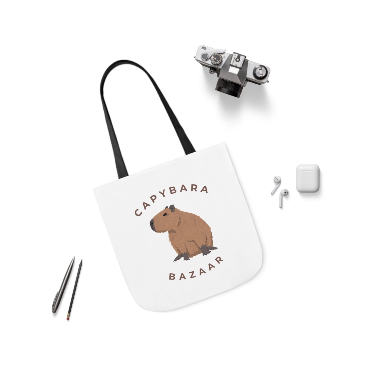 Capybara Bazaar Polyester Canvas Tote Bag (AOP)