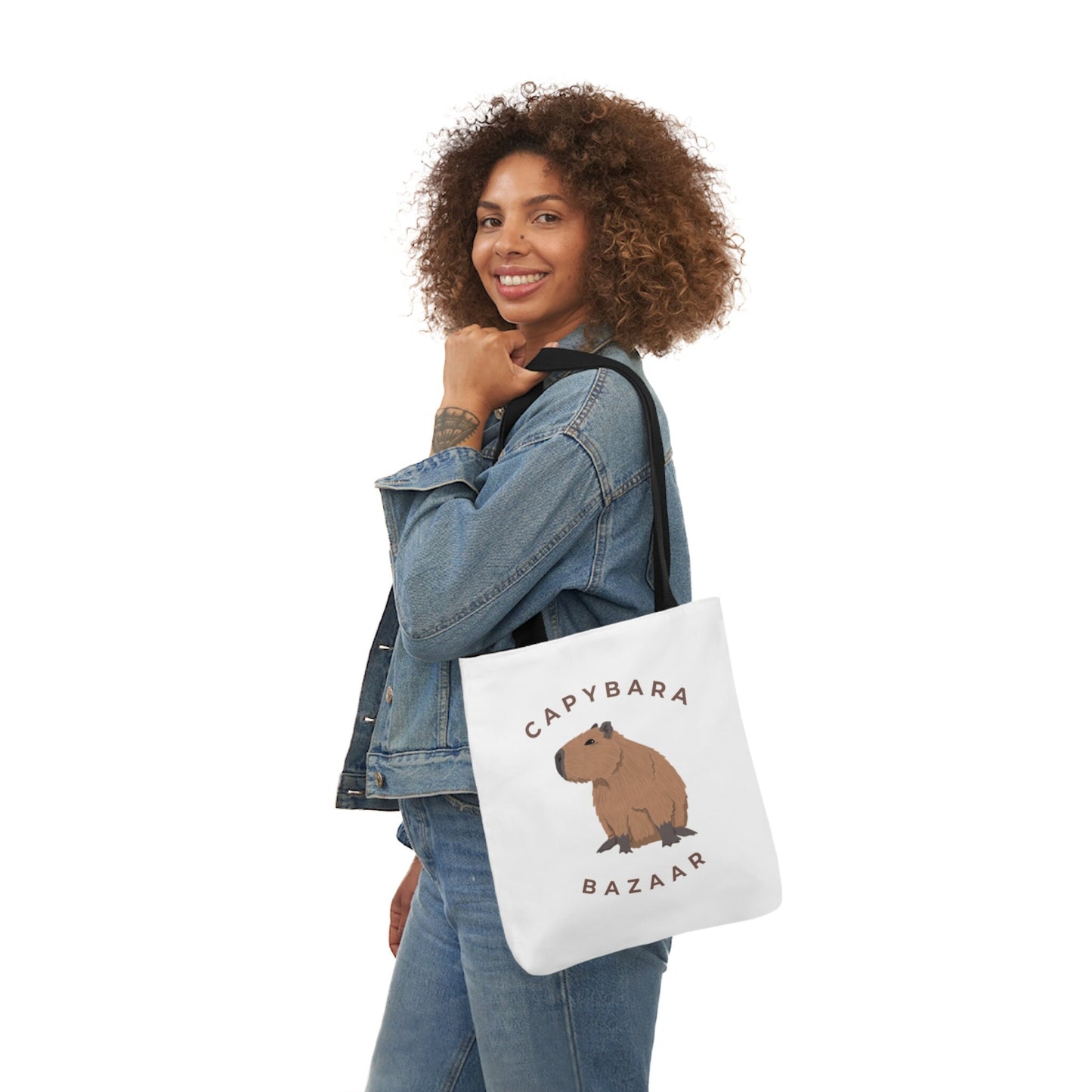 Capybara Bazaar Polyester Canvas Tote Bag (AOP)