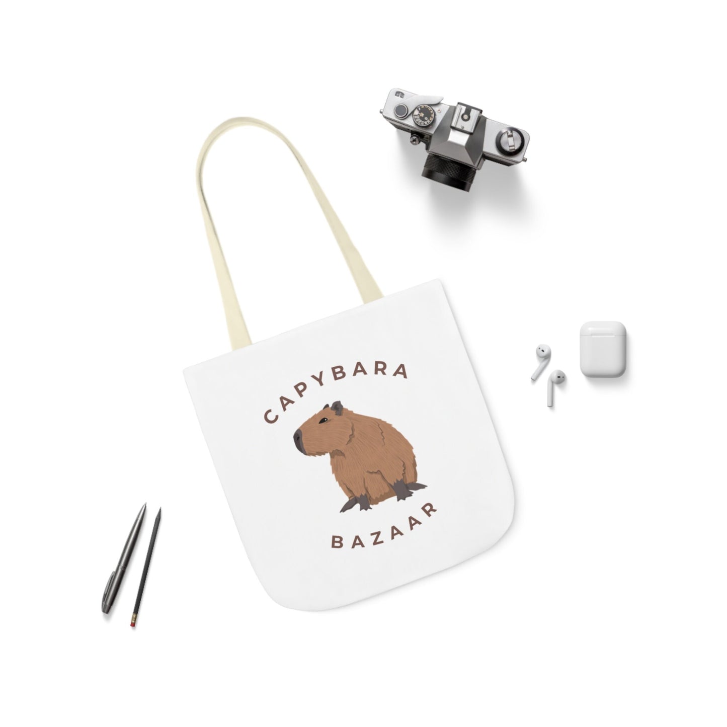 Capybara Bazaar Polyester Canvas Tote Bag (AOP)